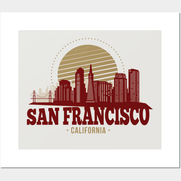 Retro San Francisco, California Skyline Wall Art by SLAG_Creative